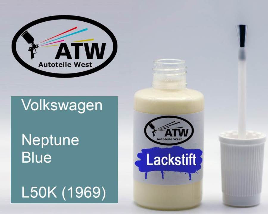 Volkswagen, Neptune Blue, L50K (1969): 20ml Lackstift, von ATW Autoteile West.